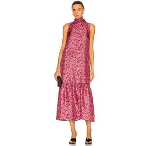 ASCENO
 SILK The Oslo Dress in Deep Rose Leaf size S / NWOT